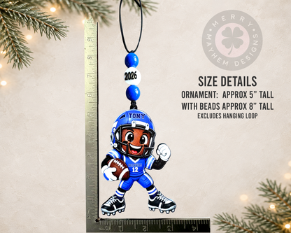 Personalized Football Player Ornament – Christmas Gift with Name & Number