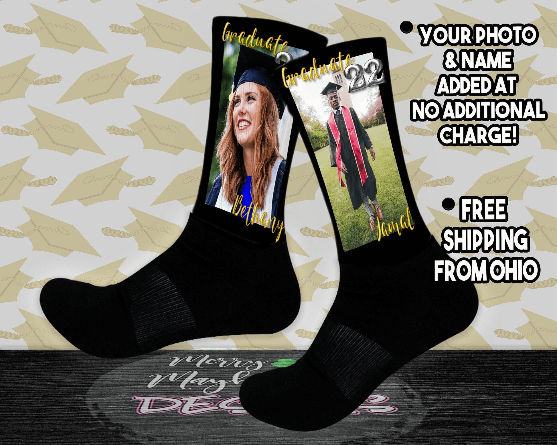 Custom Graduation 2025 Face Socks, Photo Graduation Socks, High School Graduation Gift, Senior Picture Socks Gift, Custom Photo Socks