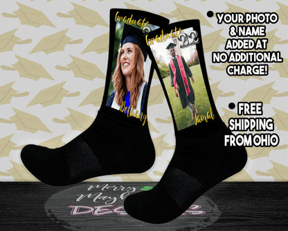 Custom Graduation 2025 Face Socks, Photo Graduation Socks, High School Graduation Gift, Senior Picture Socks Gift, Custom Photo Socks