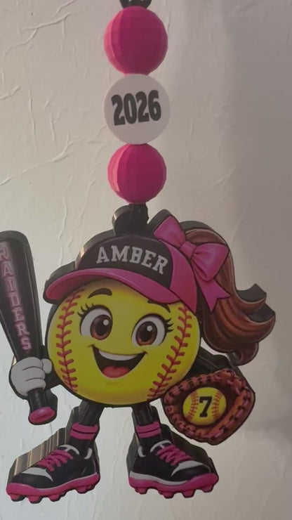 Custom Softball Christmas Ornament