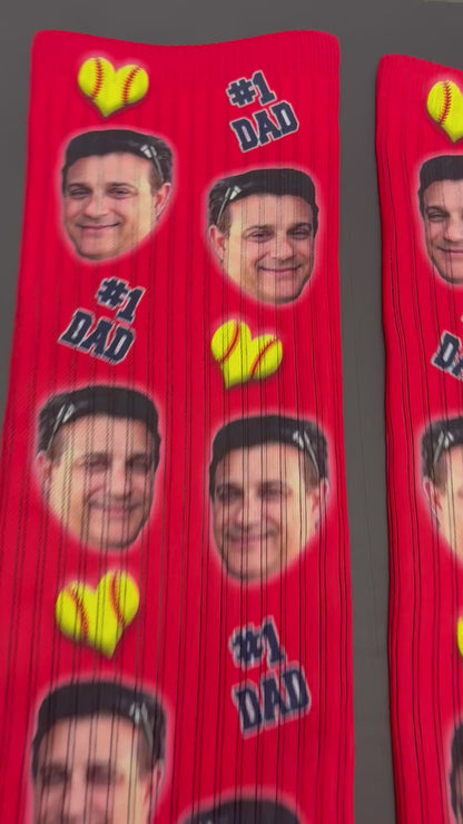 Father’s Day Game Socks – Custom Photo Team Socks, Bulk Baseball Softball Team Order, I Love Dad Socks for Players