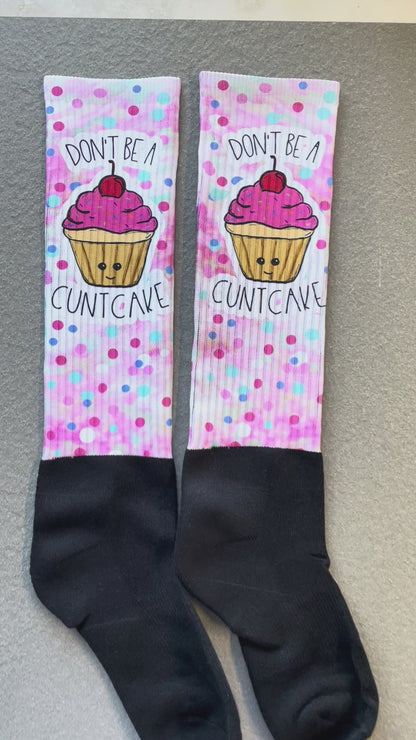 Don’t Be a Cuntcake Knee-High Socks – Funny Gag Gift, Snarky & Sarcastic Adult Novelty