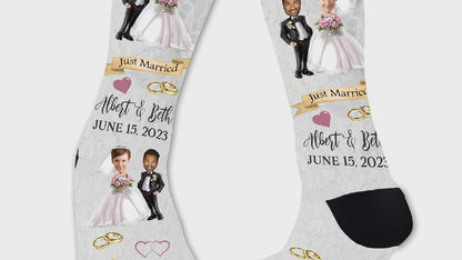 Just Married Photo Socks – Unique Wedding Gift with Names & Date