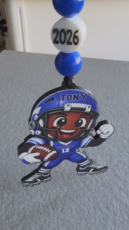 Personalized Football Player Ornament – Christmas Gift with Name & Number