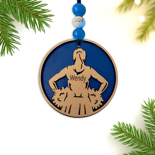 Custom Cheerleader Ornament 2025 – Personalized Laser-Engraved Gift for Cheer Team, Coach, or Squad Keepsake