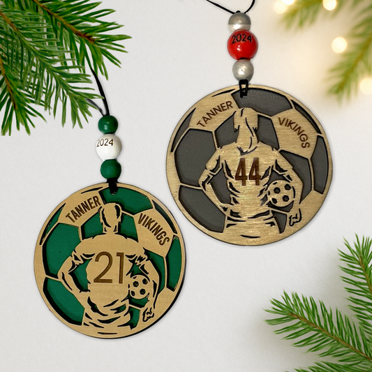 2025 Custom Soccer Player Ornament – Laser-Engraved Name & Number | Perfect Team Keepsake or Holiday Gift