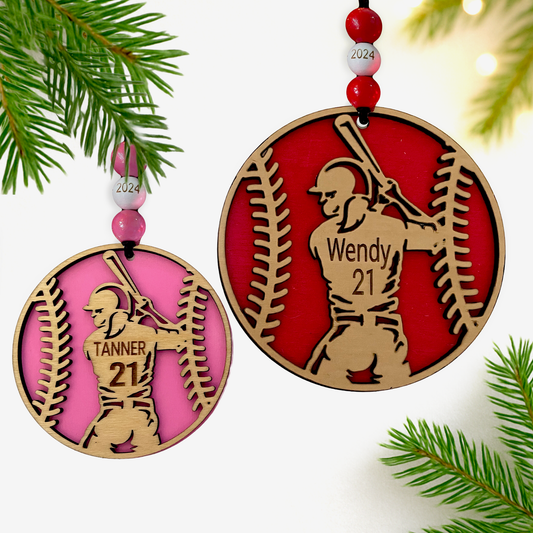Personalized Softball Ornament – Laser‑Engraved Player Name, Number & Team | Perfect Coach or Player Keepsake