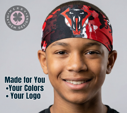 Bold Logo Skull Wrap – Custom Team Graphic on Solid Color Base