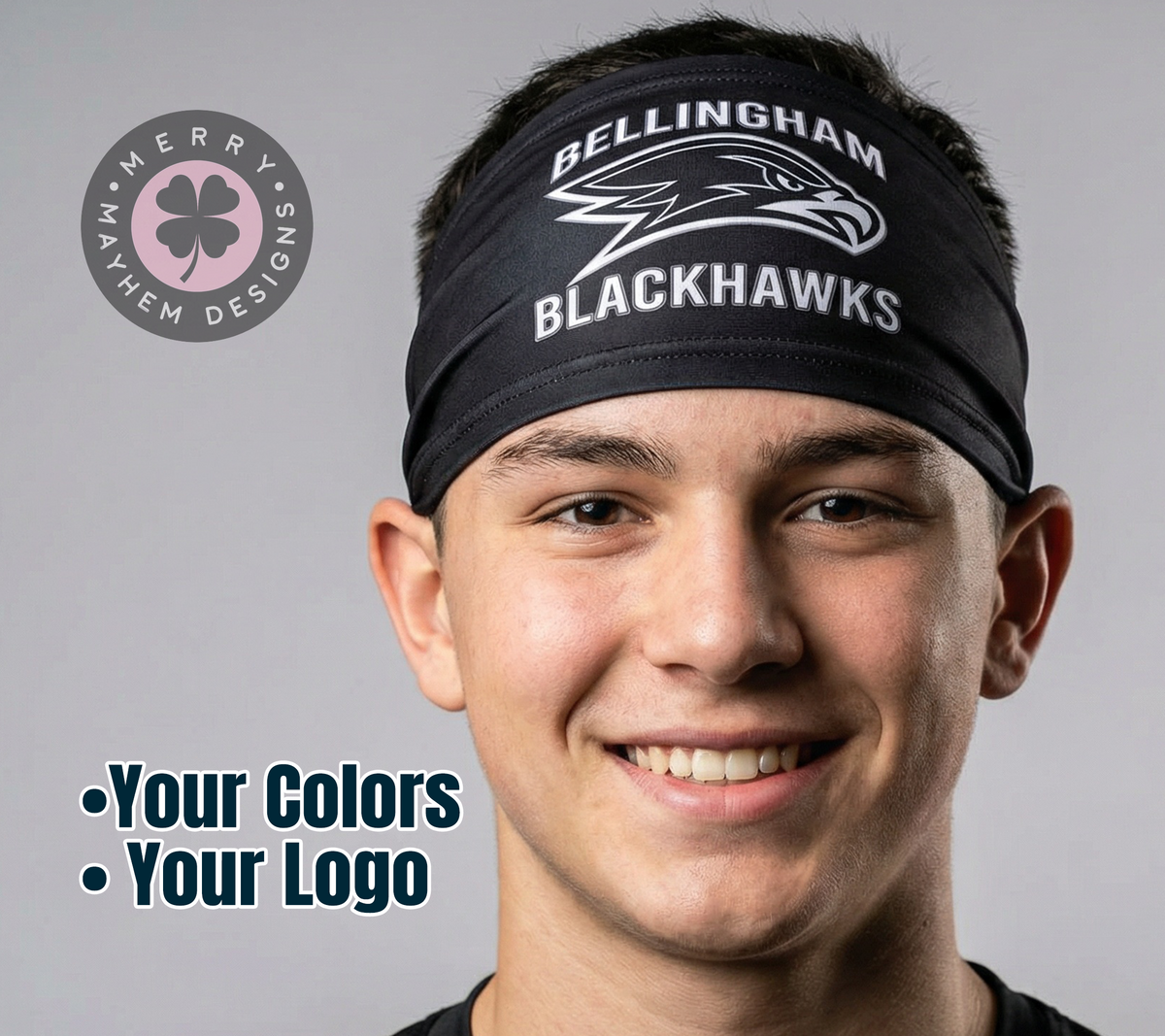 Bold Logo Skull Wrap – Custom Team Graphic on Solid Color Base