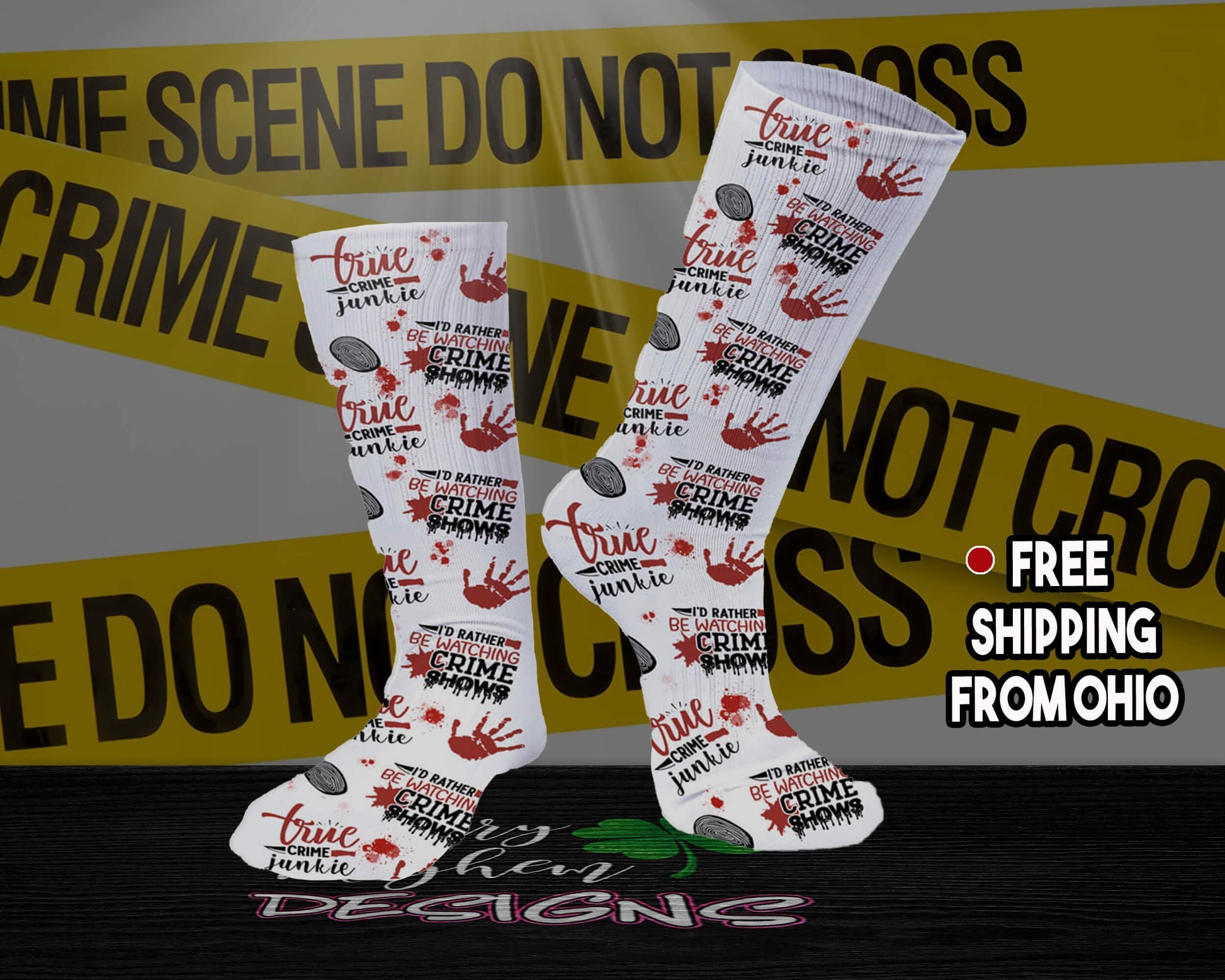 Womens Funny True Crime Gifts, Partners in Crime, Cute Crime Scene Fashion Socks, Crazy Crime Junkie Socks, Fun Crime Show Best Friend Gift